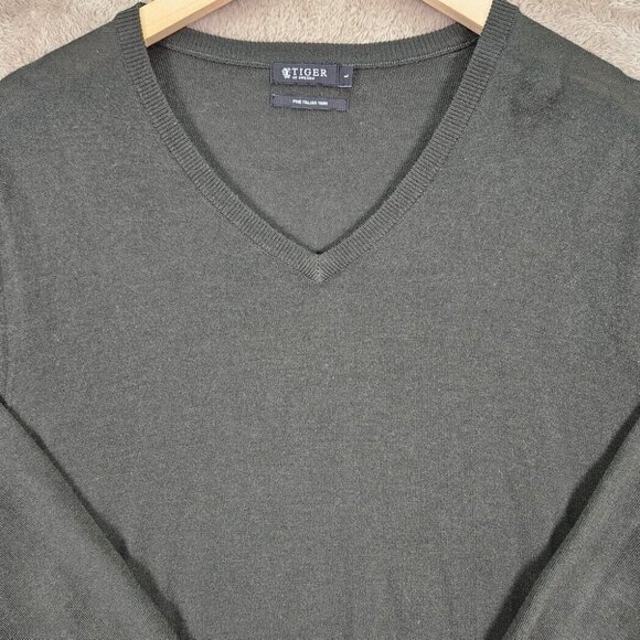 Tiger Of Sweden Fine Italian Yarn Sweater Mens Size L Green Pullover Long Sleeve - Picture 8 of 10